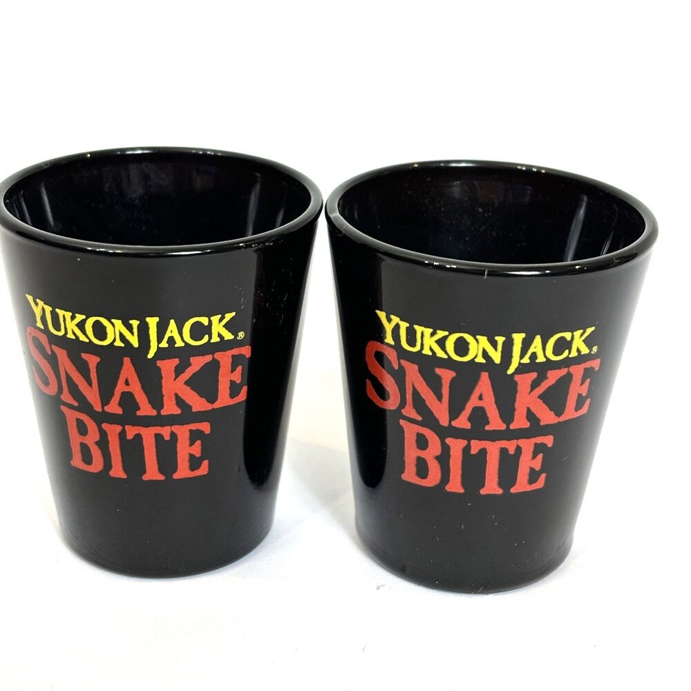 * Set of 2 Black Snake Bite Yukon Jack Shot Glasses